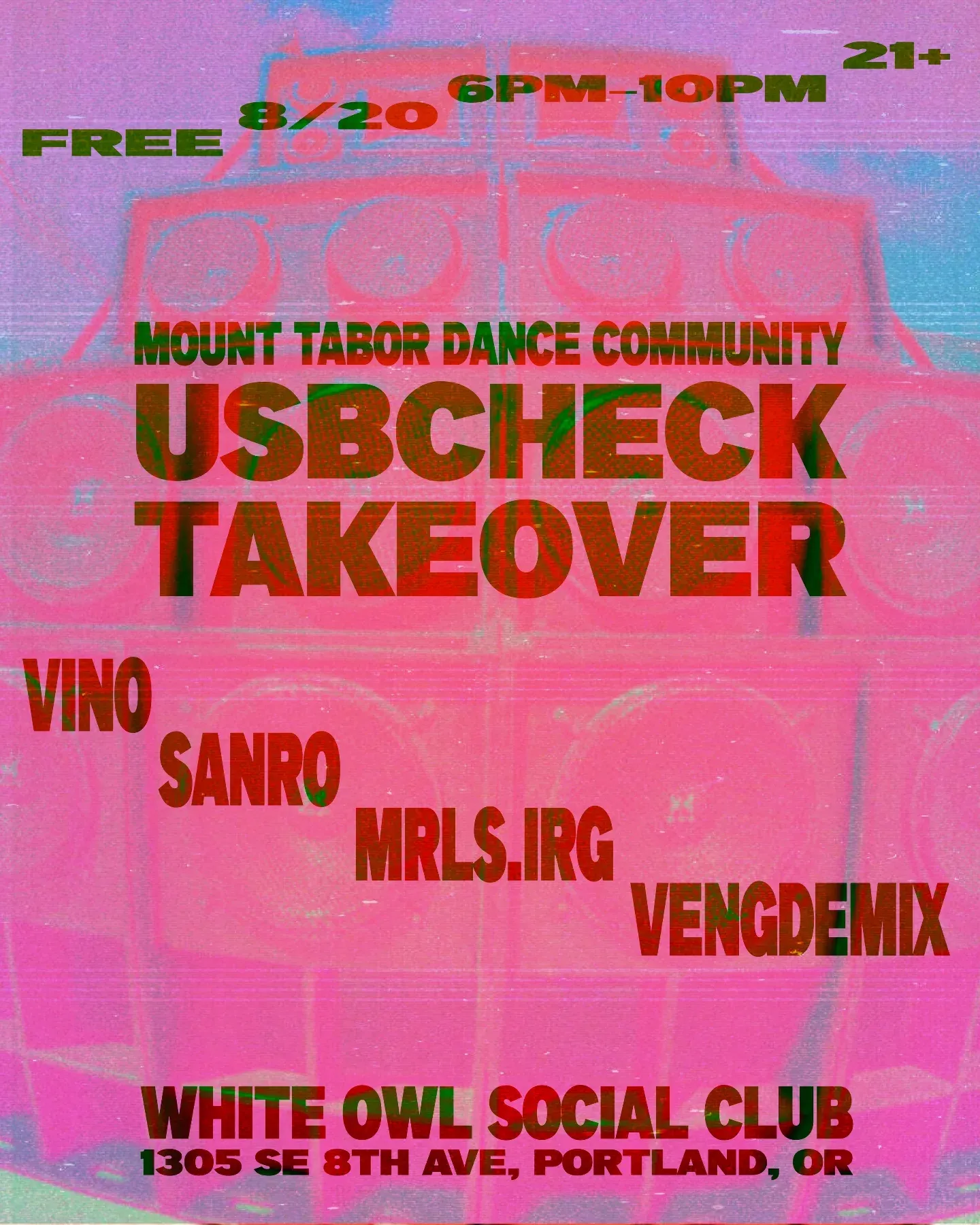 Flyer for Tabor Dance: USBCHECK Takeover