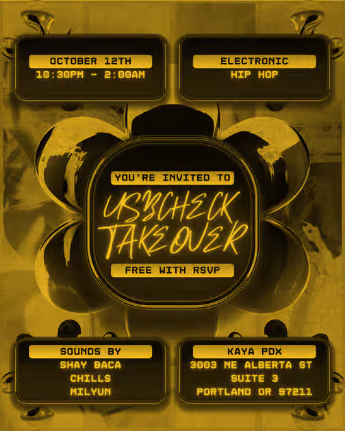 Flyer for USBCHECK Takeover: Kaya